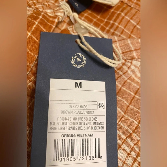 NWT Universal Thread Brown/Orange Plaid Gauze Cotton Button Down Top - Picture 5 of 9